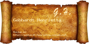 Gebhardt Henrietta névjegykártya